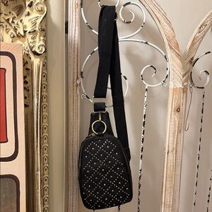 Elegant Black Studded Crossbody Bag